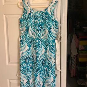 Tahari blue & white summer dress NWT